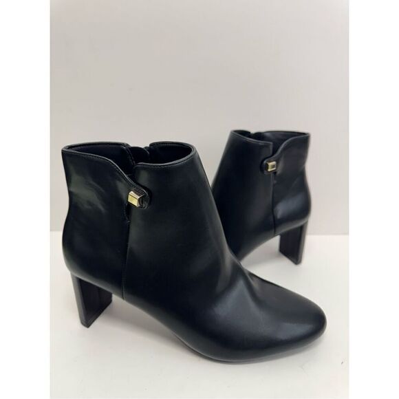 Alfani Boots Size 8.5 Black High Heel Almond Toe Zipper Closure Booties - Picture 4 of 10
